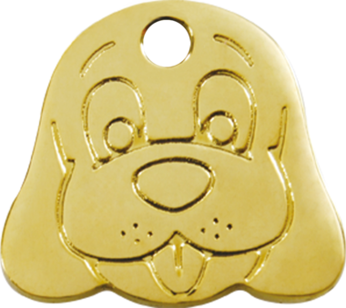 Red Dingo Brass Dog Face Pet ID Tag