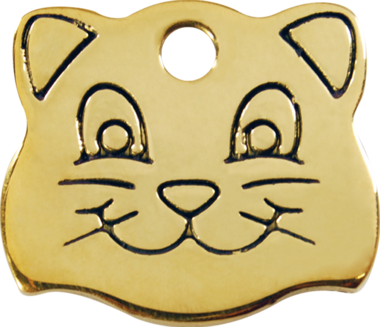 Red Dingo Brass Cat Face Pet ID Tag